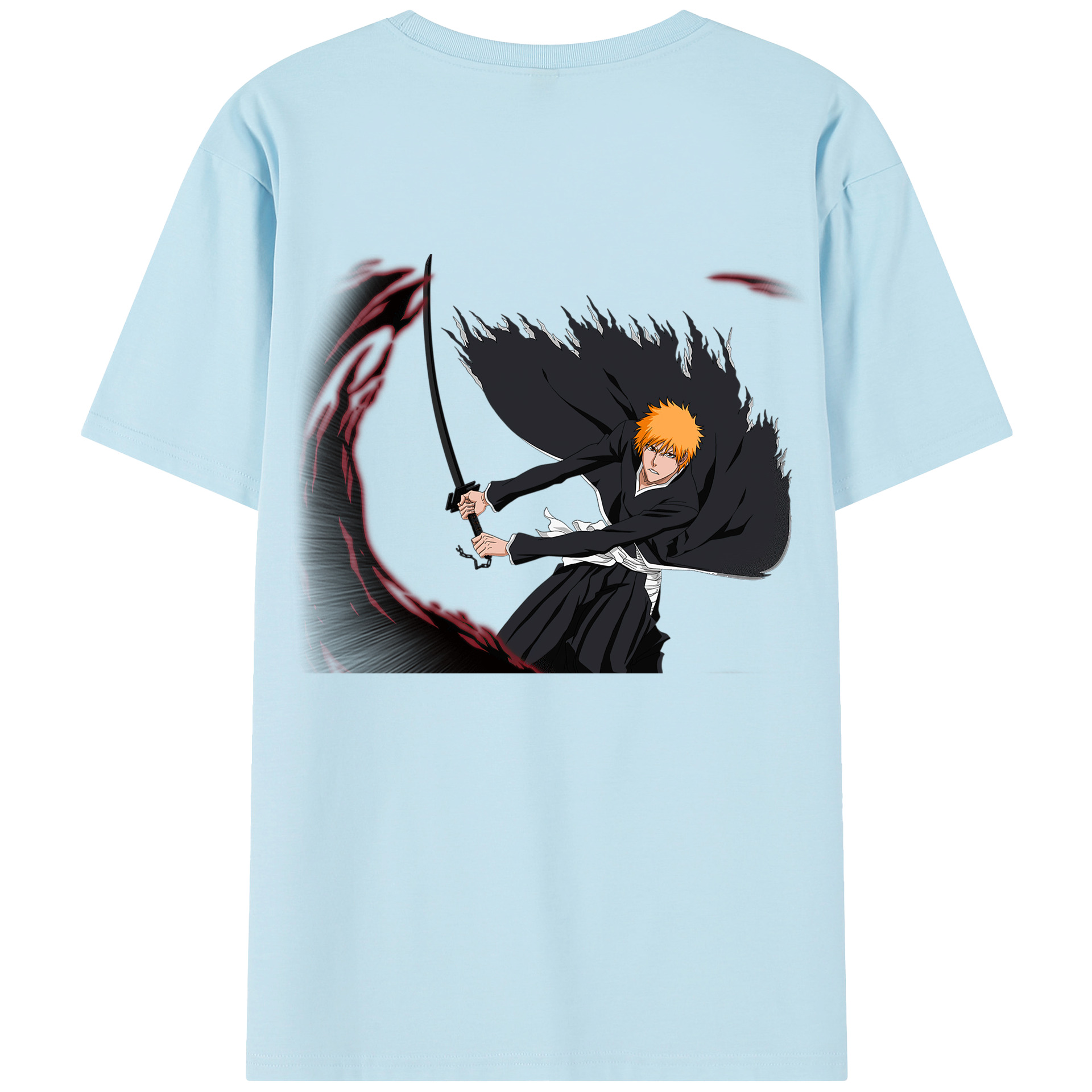 （画像用） ブリーチ 黒崎一護（くろさき いちご）BLEACH Kurosaki Ichigo 綿100％半袖Tシャツ（背面プリント）